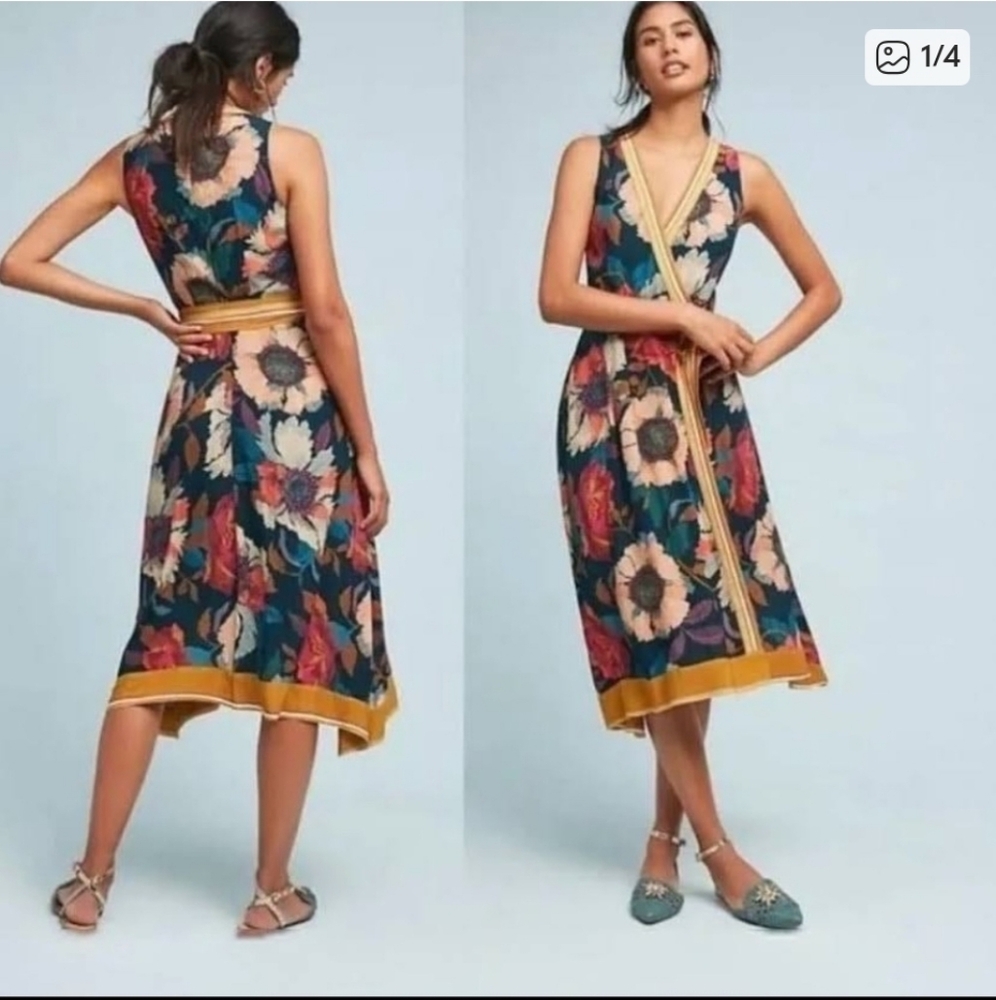 Anthropologie Maeve botanical wrap dress size 2 NWT - Picture 2 of 10